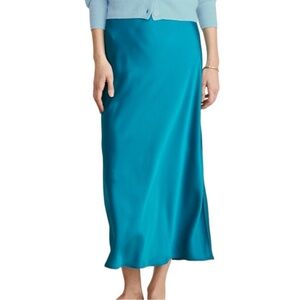 NWT Vineyard Vines Silky Midi Slip Skirt in Turquoise Blue size women’s large L